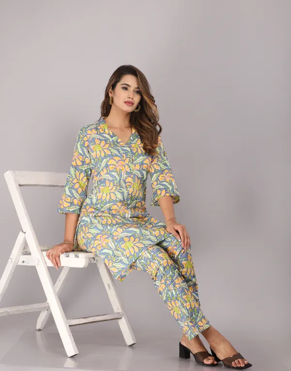 Grey_Floral_Printed_Pure_Cotton_Co-ord_Set
