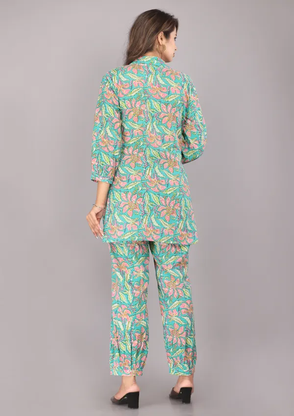 Sea_Green_Floral_Printed_Pure_Cotton_Co-ord_Set