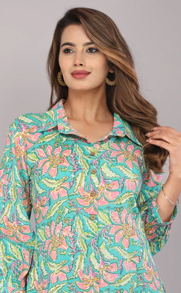 Sea_Green_Floral_Printed_Pure_Cotton_Co-ord_Set