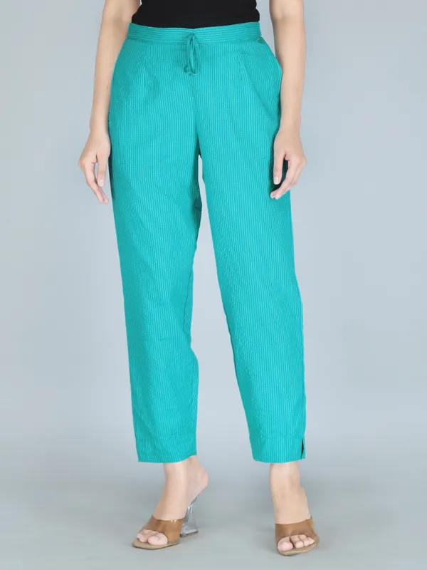 Turquoise_Color_Pure_Cotton_Kantha_Dobby_Dyed_Pants