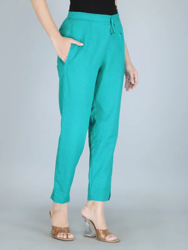 Turquoise_Color_Pure_Cotton_Kantha_Dobby_Dyed_Pants