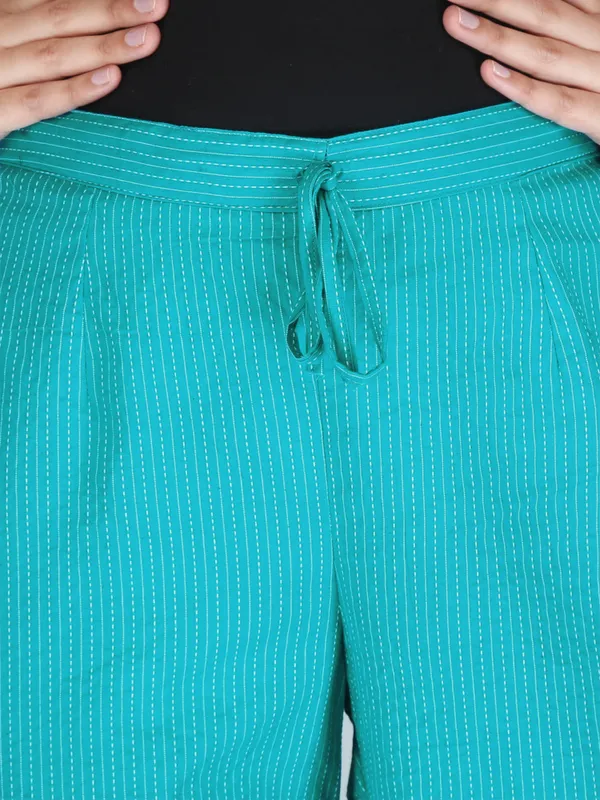 Turquoise_Color_Pure_Cotton_Kantha_Dobby_Dyed_Pants