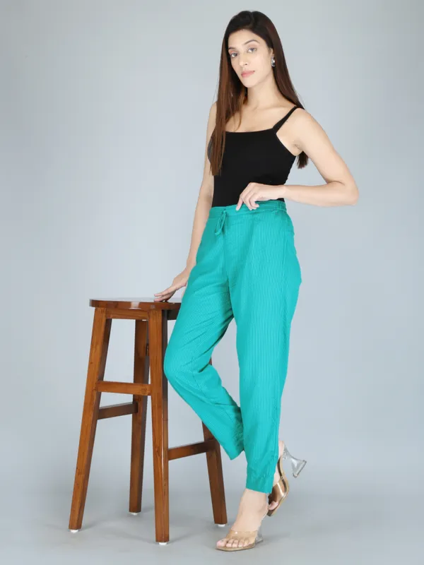 Turquoise_Color_Pure_Cotton_Kantha_Dobby_Dyed_Pants
