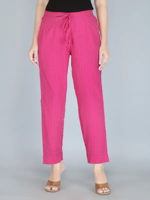 Fuscia_Pink_Color_Pure_Cotton_Kantha_Dobby_Dyed_Pants