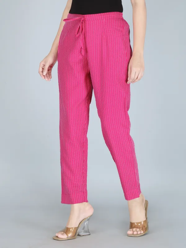 Fuscia_Pink_Color_Pure_Cotton_Kantha_Dobby_Dyed_Pants