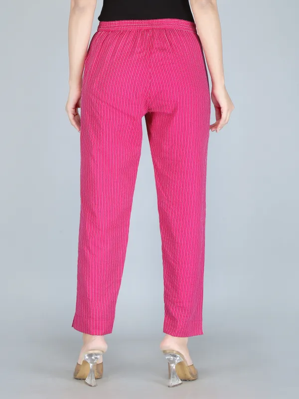 Fuscia_Pink_Color_Pure_Cotton_Kantha_Dobby_Dyed_Pants
