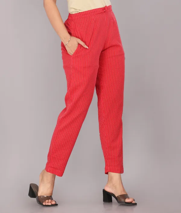 Red_Color_Pure_Cotton_Kantha_Dobby_Dyed_Pants