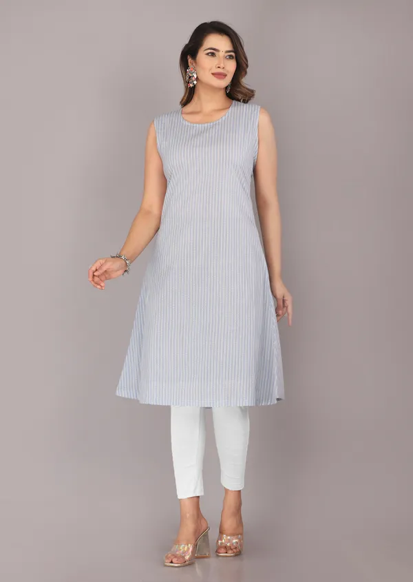 Grey_Floral_Ethnic_Motif_Block_Printed_Pure_Cotton_Kurta_And_Shrug_Set