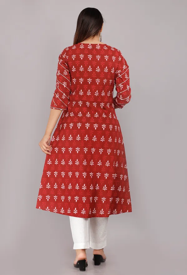 Red_Ethnic_Motif_Printed_Pure_Cotton_A-Line_Kurta