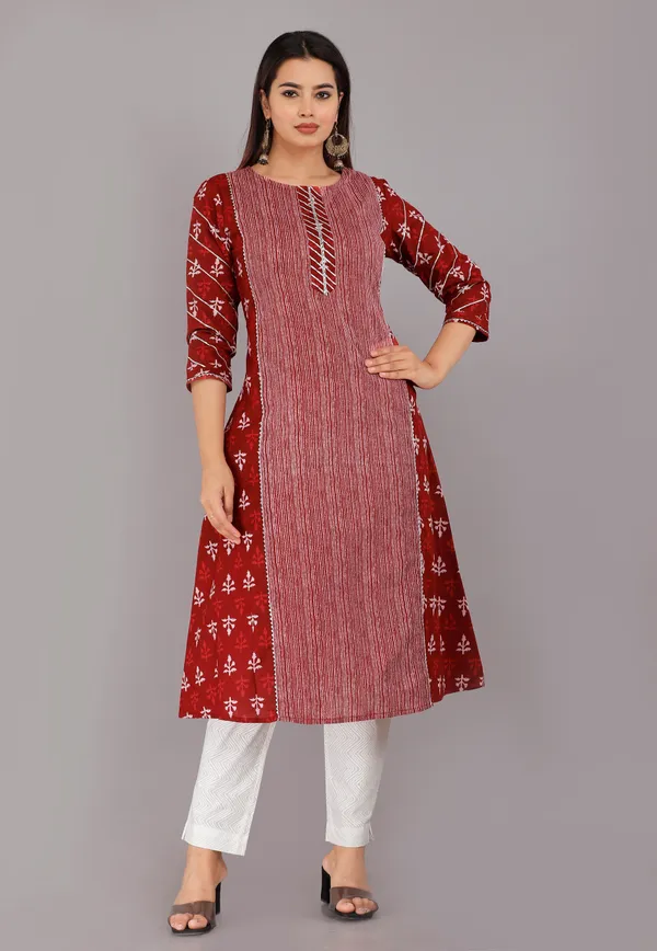 Red_Ethnic_Motif_Printed_Pure_Cotton_A-Line_Kurta