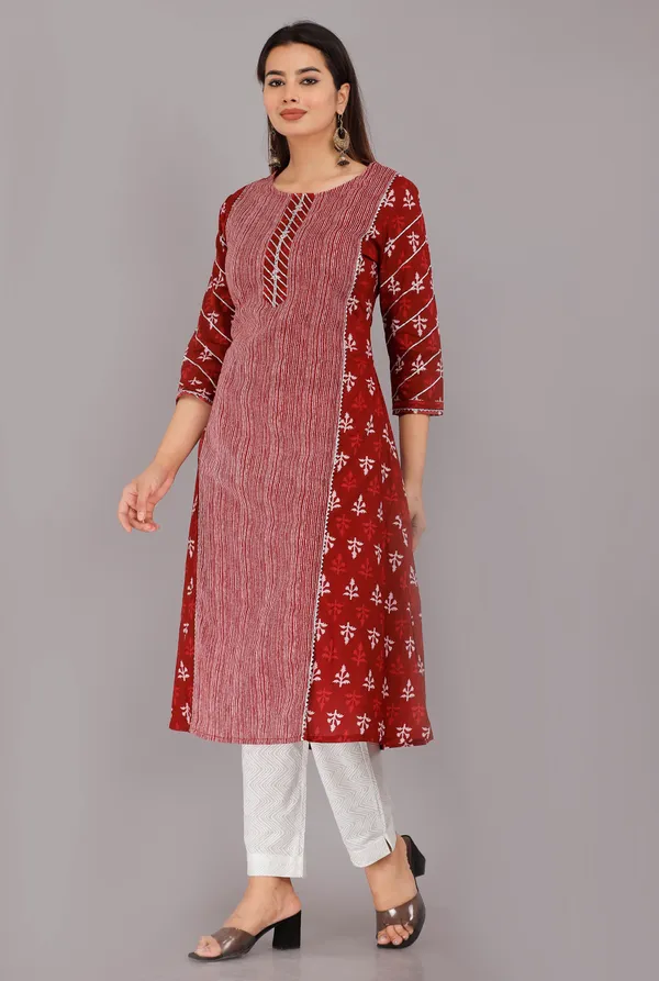 Red_Ethnic_Motif_Printed_Pure_Cotton_A-Line_Kurta