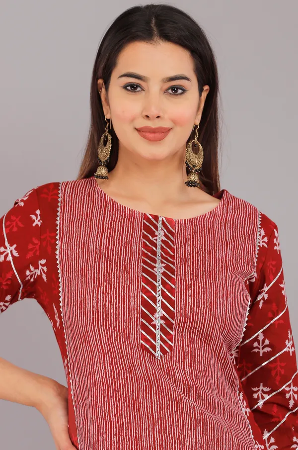 Red_Ethnic_Motif_Printed_Pure_Cotton_A-Line_Kurta