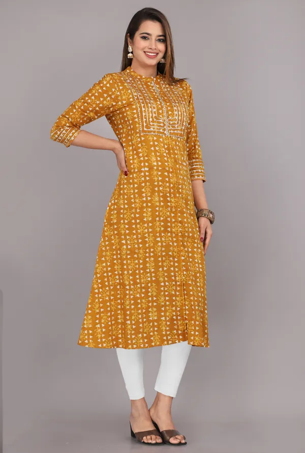 Mustard_Print_Pure_Cotton_A-Line_Kurta