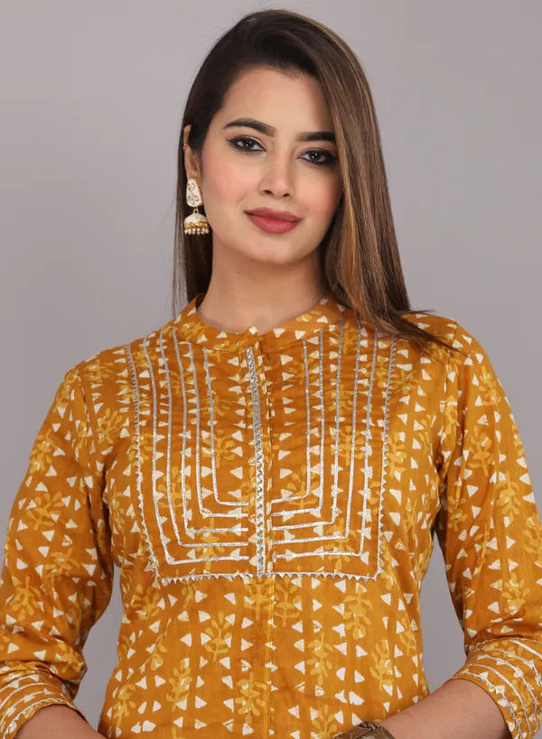 Mustard_Print_Pure_Cotton_A-Line_Kurta