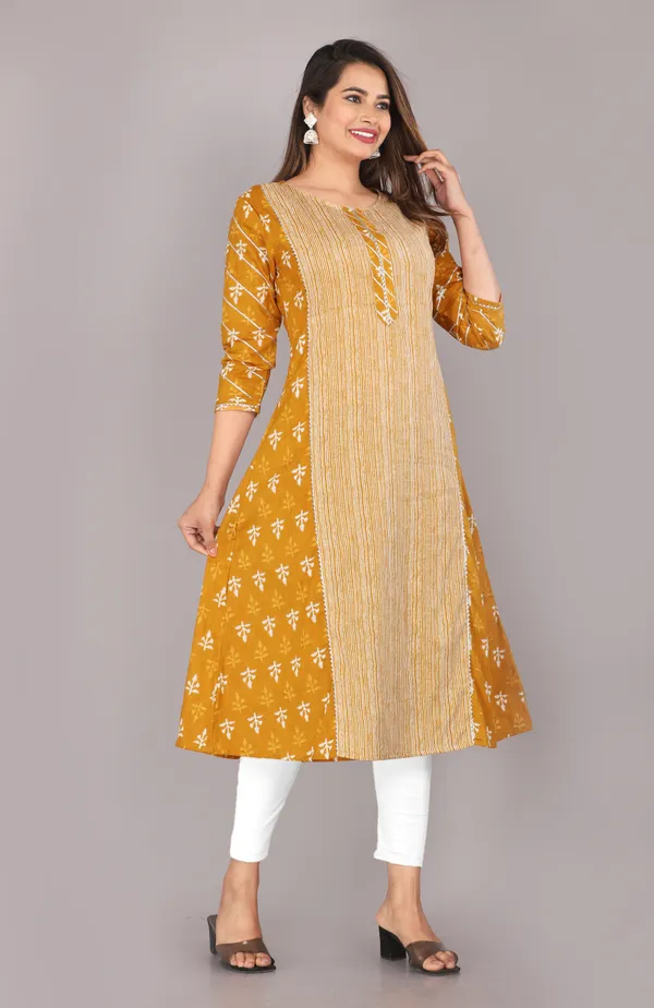 Mustard_Ethnic_Motif_Printed_Pure_Cotton_A-Line_Kurta