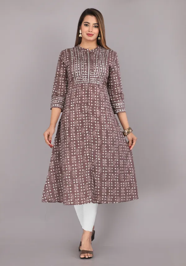 Kashish_Brown_Print_Pure_Cotton_A-Line_Kurta