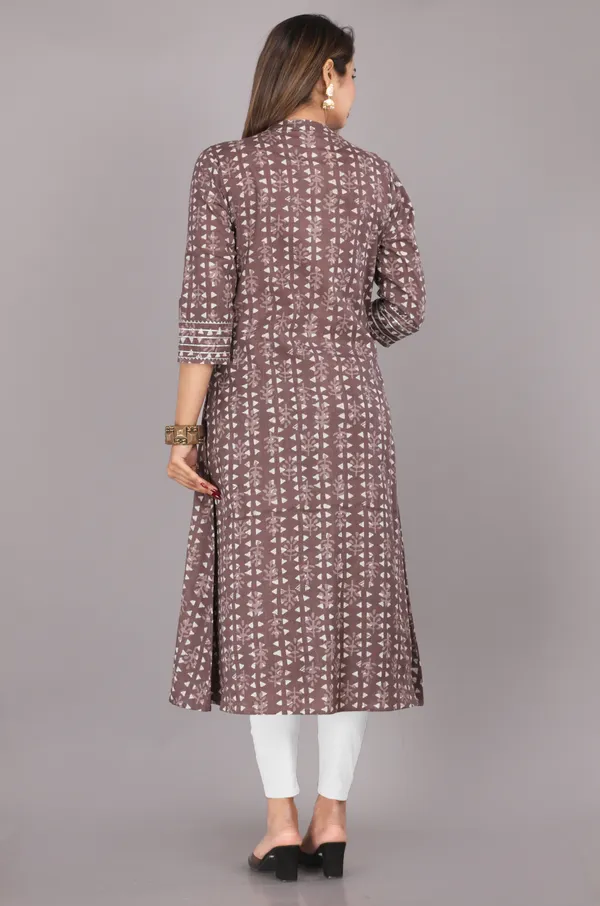 Kashish_Brown_Print_Pure_Cotton_A-Line_Kurta