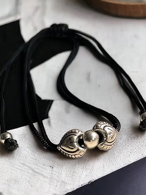 Silver_925_Oxidized__Cottan_Thread_Anklet_With_Ball_For_Girls_And_Women_Nazarbattu/Nazaiya_Anklet_(Style2)