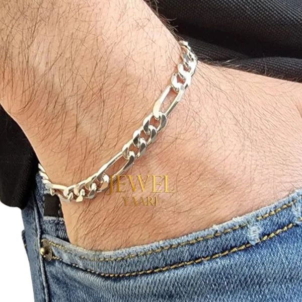 Silver_Pure_925_Sterling_Italian_Sachin_Figaro_Bracelet_For_Men_Womens,_Girls,_And_Boys_8.5_Inches(13.5_Gm)_Mens_Bracelets