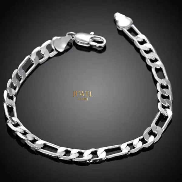 Silver_Pure_925_Sterling_Italian_Sachin_Figaro_Bracelet_For_Men_Womens,_Girls,_And_Boys_8.5_Inches(18.5_Gm)_Mens_Bracelets