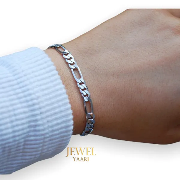 Silver_Pure_925_Sterling_Italian_Sachin_Figaro_Bracelet_For_Men_Womens,_Girls,_And_Boys_8.5_Inches(8_Gm)_Mens_Bracelets