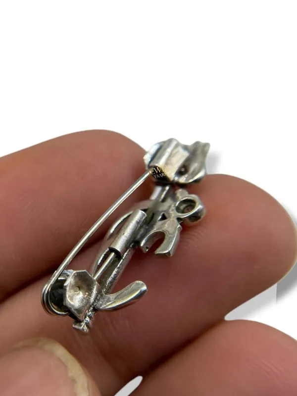 Silver_By_Trishool_Brooch/Lapel_Pin_With__Cubic_Zirconia_925_Sterling_Brooch_For_Men_And_Women