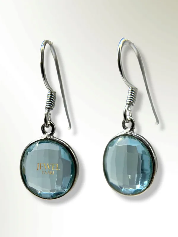 Blue_Pure_925_Sterling_Hoop_Dangle_Earrings_For_Women_And_Girls__Round_Amethyst_Look_Alike_Earring_For_Girl