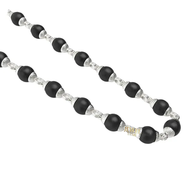 Silver_By_Pure_100%_Natural_925_Tulsi_Mala_With_Cnc_Er_Capping/Original_Tulsi_Mala_In_(Size:_6Mm_Length:_24_Inches_Shyam_Tulsi_Karungali)