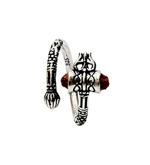 Silver_925_92.5_Sterling_Rudraksha_Bahubali_Trishool_Ring_For_Men_And_Boys_9Gm