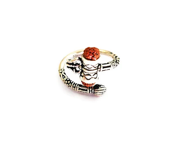 Silver_925_92.5_Sterling_Rudraksha_Bahubali_Trishool_Ring_For_Men_And_Boys_9Gm