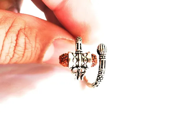 Silver_925_92.5_Sterling_Rudraksha_Bahubali_Trishool_Ring_For_Men_And_Boys_9Gm