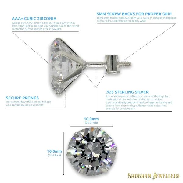 Silver_925-92.5_Pure_Sterling_Brilliant_Cut_Real_Cubic_Zirconia_Fashion_Stud_Earrings_For_MenWomenChildrenBoys_And_Girls