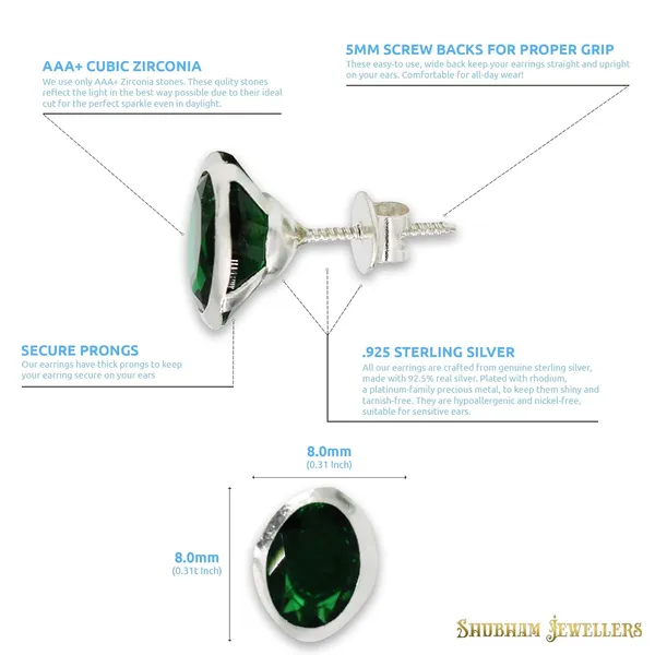 Green_925-92.5_Sterling_Oval_Cut__Real_Cubic_Zirconia_Fashion_Stud_Tops_Earrings_For_MenWomenChildrenBoys_And_Girls