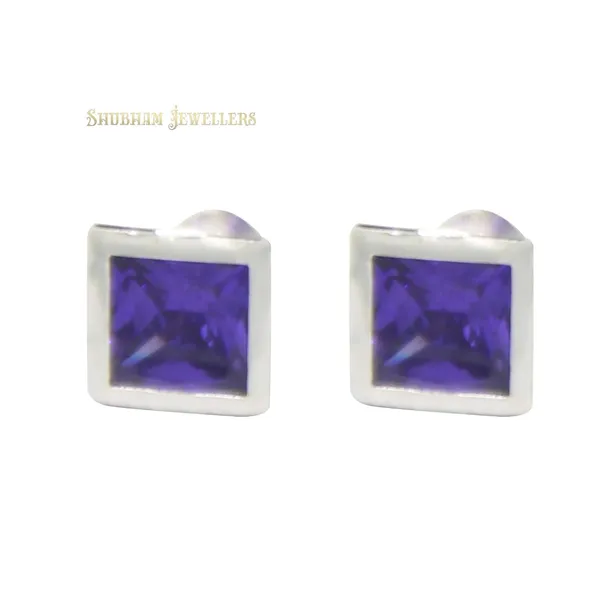 Silver_925-92.5_Sterling_Princess_Cut__Real_Cubic_Zirconia_Fashion_Stud_Tops_Earrings_For_MenWomenChildrenBoys_And_Girls