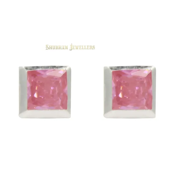 Silver_925-92.5_Sterling_Princess_Cut__Real_Cubic_Zirconia_Fashion_Stud_Tops_Earrings_For_MenWomenChildrenBoys_And_Girls