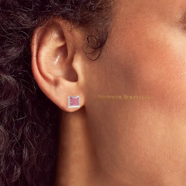 Silver_925-92.5_Sterling_Princess_Cut__Real_Cubic_Zirconia_Fashion_Stud_Tops_Earrings_For_MenWomenChildrenBoys_And_Girls