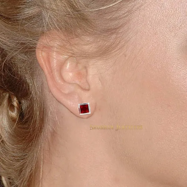 Silver_925-92.5_Sterling_Princess_Cut__Real_Cubic_Zirconia_Fashion_Stud_Tops_Earrings_For_MenWomenChildrenBoys_And_Girls