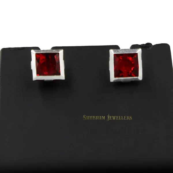 Silver_925-92.5_Sterling_Princess_Cut__Real_Cubic_Zirconia_Fashion_Stud_Tops_Earrings_For_MenWomenChildrenBoys_And_Girls