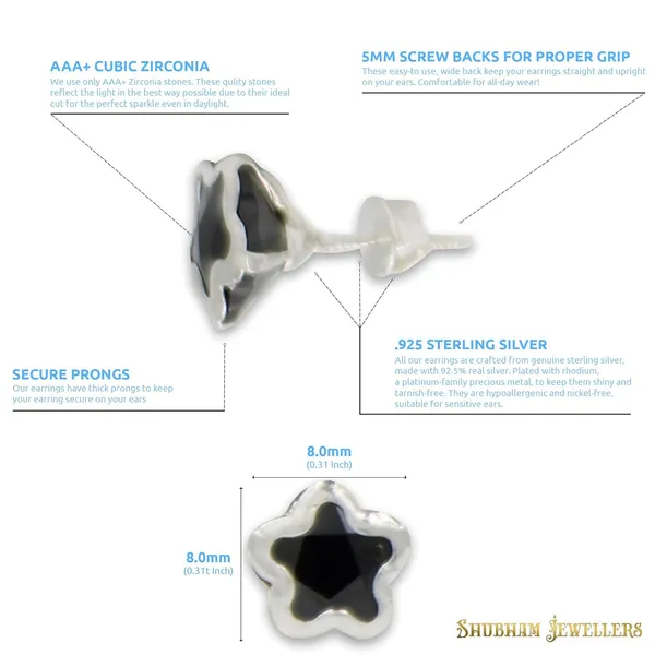 Black_925-92.5_Sterling_Star_Cut__Real_Cubic_Zirconia_Fashion_Stud_Tops_Earrings_For_MenWomenChildrenBoys_And_Girls