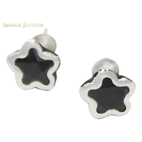 Black_925-92.5_Sterling_Star_Cut__Real_Cubic_Zirconia_Fashion_Stud_Tops_Earrings_For_MenWomenChildrenBoys_And_Girls