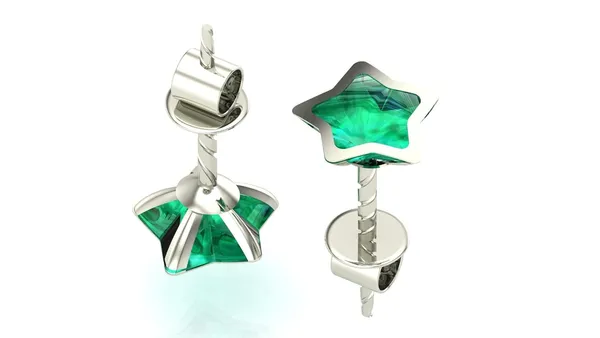 Green_925-92.5_Sterling_Star_Cut__Real_Cubic_Zirconia_Fashion_Stud_Tops_Earrings_For_MenWomenChildrenBoys_And_Girls