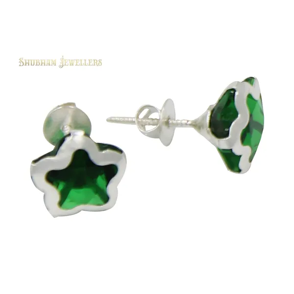 Green_925-92.5_Sterling_Star_Cut__Real_Cubic_Zirconia_Fashion_Stud_Tops_Earrings_For_MenWomenChildrenBoys_And_Girls