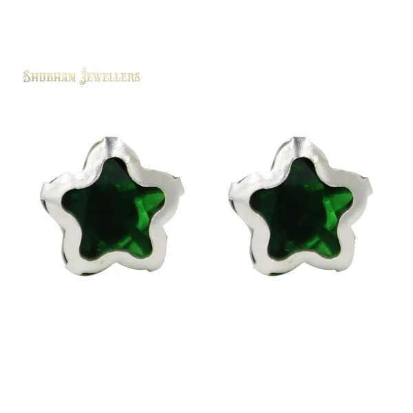 Green_925-92.5_Sterling_Star_Cut__Real_Cubic_Zirconia_Fashion_Stud_Tops_Earrings_For_MenWomenChildrenBoys_And_Girls