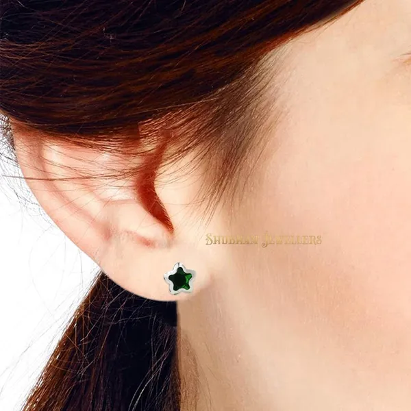 Green_925-92.5_Sterling_Star_Cut__Real_Cubic_Zirconia_Fashion_Stud_Tops_Earrings_For_MenWomenChildrenBoys_And_Girls
