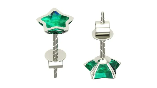 Green_925-92.5_Sterling_Star_Cut__Real_Cubic_Zirconia_Fashion_Stud_Tops_Earrings_For_MenWomenChildrenBoys_And_Girls