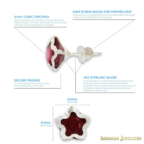 Red_925-92.5_Sterling_Star_Cut__Real_Cubic_Zirconia_Fashion_Stud_Tops_Earrings_For_MenWomenChildrenBoys_And_Girls