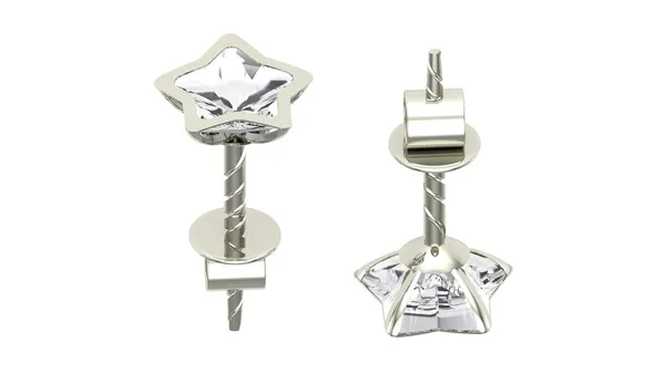 White_925-92.5_Sterling_Star_Cut__Real_Cubic_Zirconia_Fashion_Stud_Tops_Earrings_For_MenWomenChildrenBoys_And_Girls
