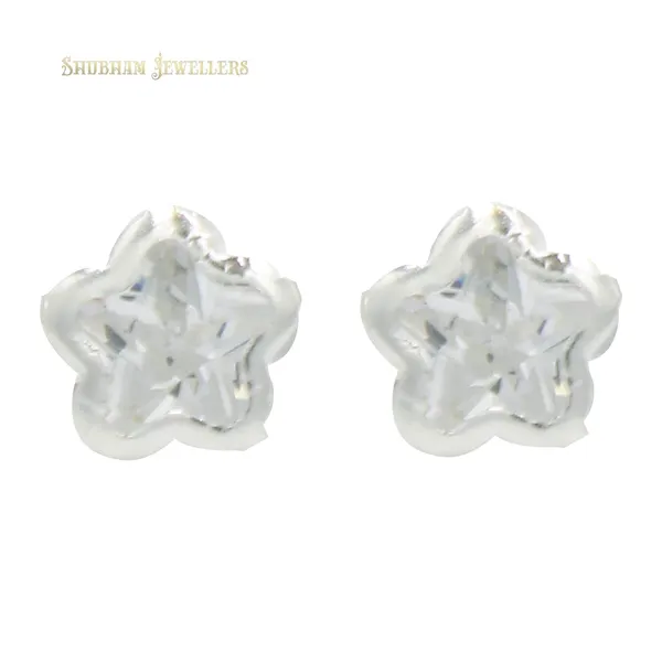 White_925-92.5_Sterling_Star_Cut__Real_Cubic_Zirconia_Fashion_Stud_Tops_Earrings_For_MenWomenChildrenBoys_And_Girls