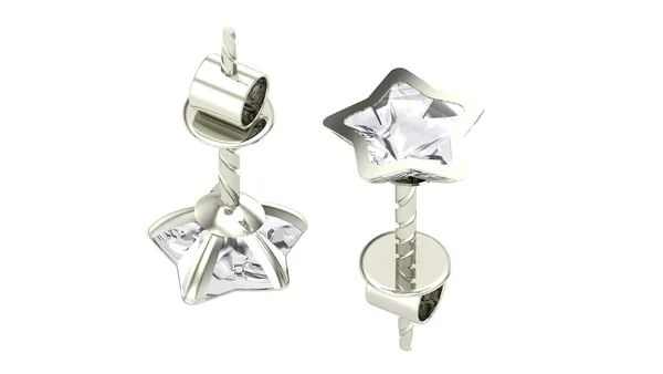 White_925-92.5_Sterling_Star_Cut__Real_Cubic_Zirconia_Fashion_Stud_Tops_Earrings_For_MenWomenChildrenBoys_And_Girls