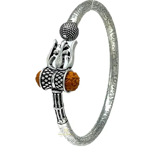 Silver_Â„¢925_Pure_Chandi_Oxidised_Hollow_Trishool_Nakkashi_Men_Kada_Bangle_For_Men_&_Boys_With_Hallmark_One_Piece